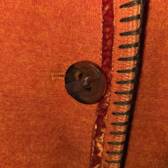 Basler Jeans Orange Viscose Beaded Embroidered Velvet Trimmed Blazer Size 44 - Picture 3 of 12